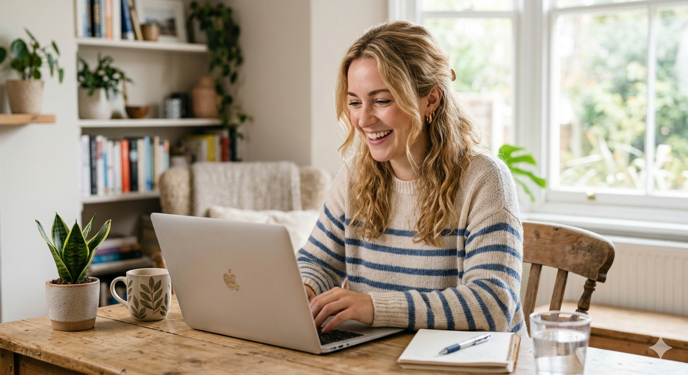 Student learning remotely from home
